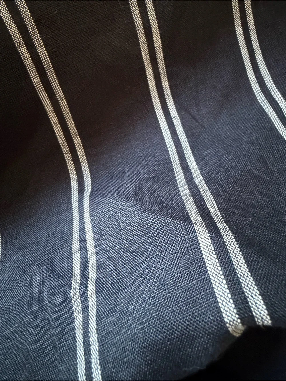 J. Crew Black Maxi Dress with White Chevron Stripes 100% Linen Natural Fibers